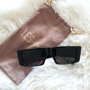 DIME. Girls Night Polarized Rectangular Black Sunglasses
